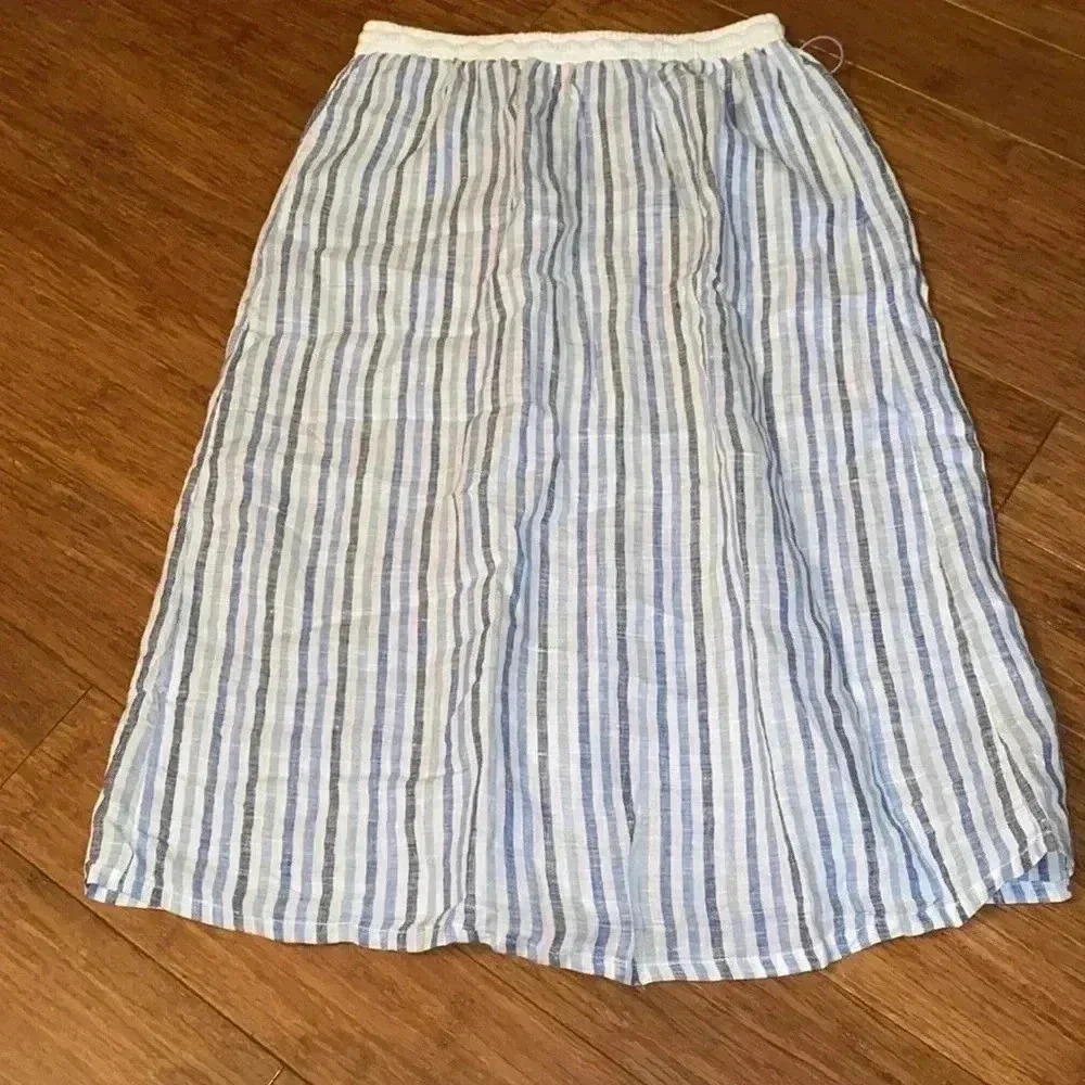 Sita Murt - 100 % linen blue/white stripe skirt - new w/o tag - size 40 (US 8) - Picture 7 of 9